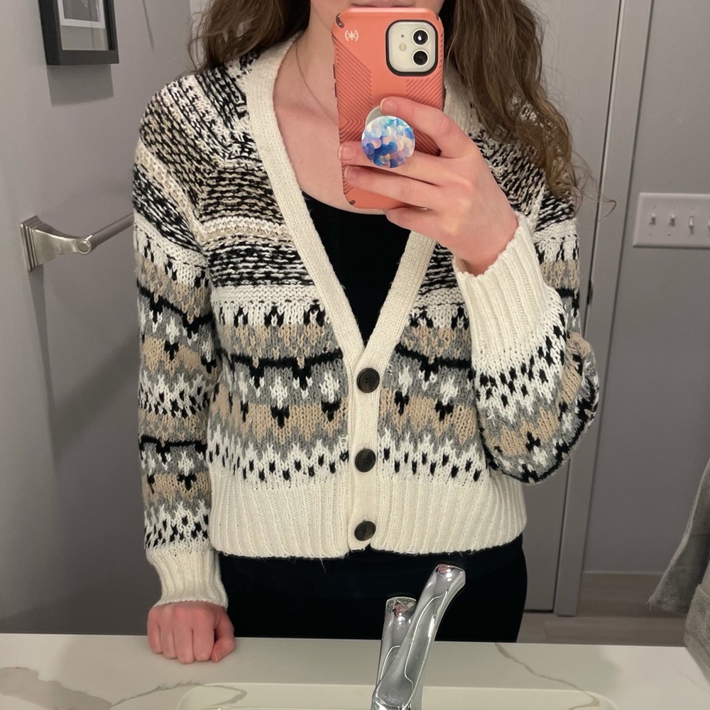 American Eagle Outfitters Boxy Cropped Button-up Cardigan